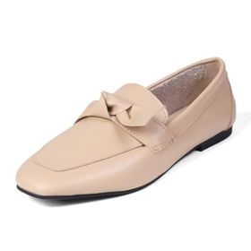 Mio Gusto Candy Ten Rengi Hakiki Deri Fiyonk Aksesuarlı Küt Burunlu Kadın Loafer Ayakkabı