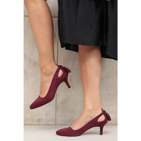 Mio Gusto Drop Bordo Süet Kadın Topuklu Ayakkabı