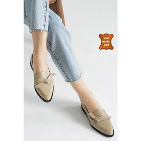 Mio Gusto Ezra Taba Hakiki Deri Vizon Kadın Loafer Ayakkabı
