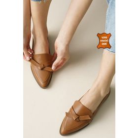 Mio Gusto Ezra Taba Hakiki Deri Vizon Kadın Loafer Ayakkabı