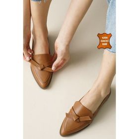 Mio Gusto Ezra Taba Hakiki Deri Vizon Kadın Loafer Ayakkabı