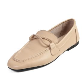Mio Gusto Fiona Ten Rengi Hakiki Deri Küt Burunlu Kadın Loafer Ayakkabı