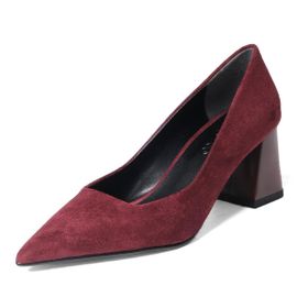 Mio Gusto Fleur Bordo Süet Renk Blok Kadın Topuklu Ayakkabı