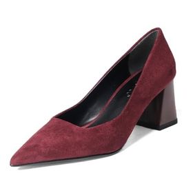 Mio Gusto Fleur Bordo Süet Renk Blok Kadın Topuklu Ayakkabı
