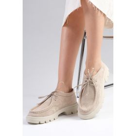 Mio Gusto Hope Bej Renk Kalın Tabanlı Kadın Loafer Ayakkabı