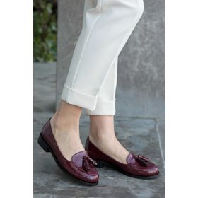 Mio Gusto Iris Bordo Rugan Kadın Babet