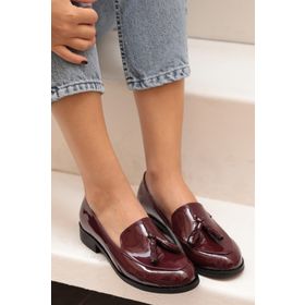 Mio Gusto Iris Bordo Rugan Kadın Babet