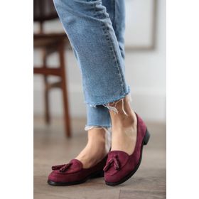 Mio Gusto Iris Bordo Süet Kadın Babet