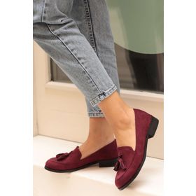 Mio Gusto Iris Bordo Süet Kadın Babet