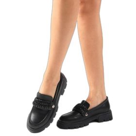 Mio Gusto Judi Siyah Renk Kalın Tabanlı Kadın Loafer Ayakkabı