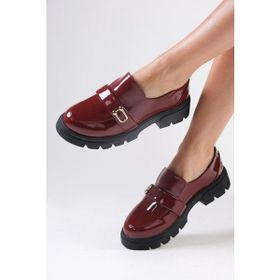 Mio Gusto Katy Bordo Renk Kalın Tabanlı Kadın Loafer Ayakkabı