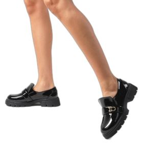 Mio Gusto Katy Siyah Renk Kalın Tabanlı Kadın Loafer Ayakkabı
