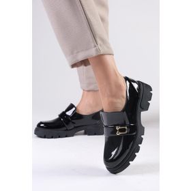 Mio Gusto Katy Siyah Renk Kalın Tabanlı Kadın Loafer Ayakkabı