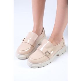 Mio Gusto Katy Ten Rengi Kalın Tabanlı Kadın Kadın Loafer Ayakkabı