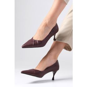 Mio Gusto Nina Bordo Büzgülü Kadın Topuklu Ayakkabı