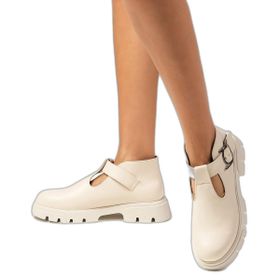 Mio Gusto Norma Bej Renk Kalın Tabanlı Kadın Loafer Ayakkabı