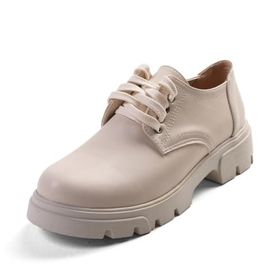 Mio Gusto Olivia Bej Renk Kalın Tabanlı Kadın Loafer Ayakkabı