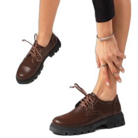 Mio Gusto Olivia Kahverengi Kalın Tabanlı Kadın Loafer Ayakkabı