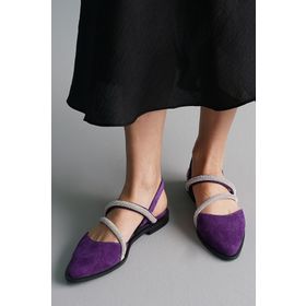 Mio Gusto Poppy Mor Taşlı Kadın Süet Babet