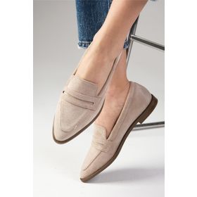 Mio Gusto River Bej Renk Kadın Loafer Ayakkabı