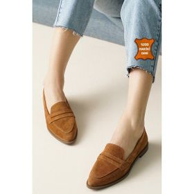 Mio Gusto River Süet Taba Kadın Loafer Ayakkabı