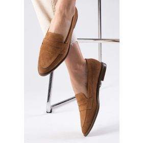 Mio Gusto River Süet Taba Kadın Loafer Ayakkabı