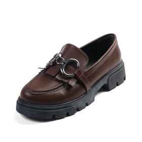 Mio Gusto Suzi Kahverengi Kalın Tabanlı Kadın Loafer Ayakkabı