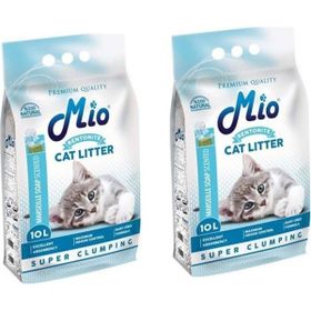 Mio Marsilya Sabunu Kokulu Ince Taneli Süper Topaklanma Koku Hapsedici Bentonite 2x10 lt Kedi Kumu