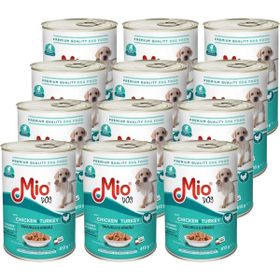 Mio Puppy Tavuklu ve Hindili Et Parçacıklı 12x415 gr Yavru Köpek Konserve Maması