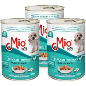 Mio Puppy Tavuklu ve Hindili Et Parçacıklı 3x415 gr Yavru Köpek Konserve Maması
