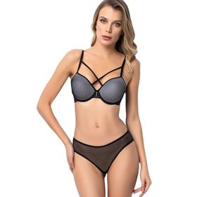 Miorre Push-Up Dolgulu Çapraz Biye Detaylı Siyah Sütyen Takım