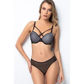 Miorre Push-Up Dolgulu Çapraz Biye Detaylı Siyah Sütyen Takım