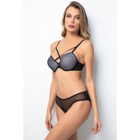 Miorre Push-Up Dolgulu Çapraz Biye Detaylı Siyah Sütyen Takım