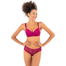 Miorre Push-Up Dolgulu Dantel Detaylı Vişne Çürüğü Sütyen Takım