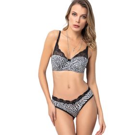 Miorre Push-Up Dolgulu Dantel Detaylı Zebra Sütyen Takım