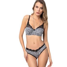 Miorre Push-Up Dolgulu Dantel Detaylı Zebra Sütyen Takım