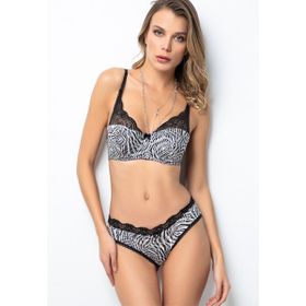Miorre Push-Up Dolgulu Dantel Detaylı Zebra Sütyen Takım