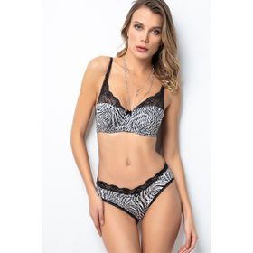 Miorre Push-Up Dolgulu Dantel Detaylı Zebra Sütyen Takım