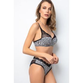 Miorre Push-Up Dolgulu Dantel Detaylı Zebra Sütyen Takım