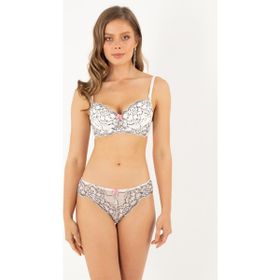 Miorre Push-Up Dolgulu Dantel Ekru Sütyen Takım