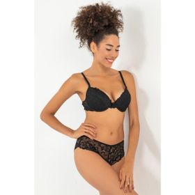 Miorre Push-Up Dolgulu Dantel Siyah Sütyen Takım