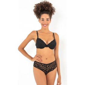 Miorre Push-Up Dolgulu Dantel Siyah Sütyen Takım