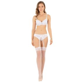 Miorre Push-Up Dolgulu Dantelli Beyaz 5'li Jartiyer Sütyen Takım