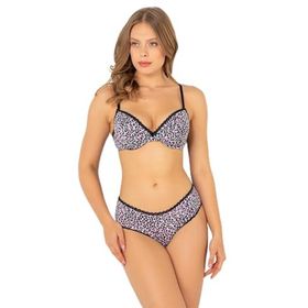 Miorre Push-Up Dolgulu Leopar Desenli Viskon Sütyen Takım