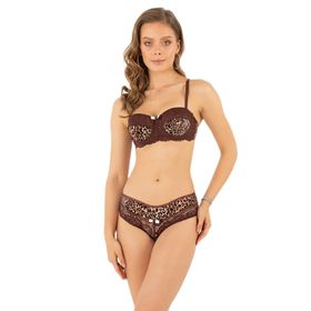 Miorre Push-Up Dolgulu Straplez Leopar Desenli Sütyen Takım