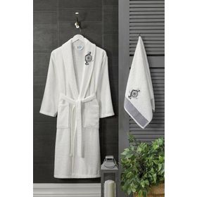 Mira Home %100 Pamuklu Erkek Havlulu Banyo Bornoz Takımı