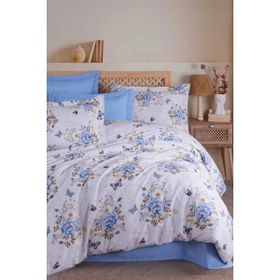 Mira Home 100x100 cm Pamuklu Mavi Kelebek Çift Kişilik Nevresim Takımı