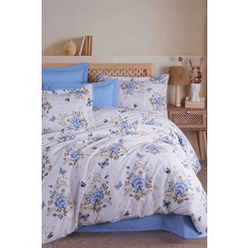 Mira Home 100x100 cm Pamuklu Mavi Kelebek Çift Kişilik Nevresim Takımı