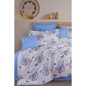 Mira Home 100x100 cm Pamuklu Mavi Kelebek Çift Kişilik Nevresim Takımı