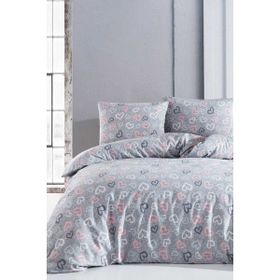 Mira Home 100x100 cm Pamuklu Romantik Gri Çift Kişilik Nevresim Takımı
